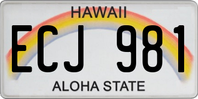 HI license plate ECJ981