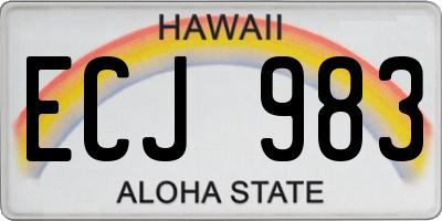 HI license plate ECJ983