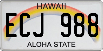 HI license plate ECJ988