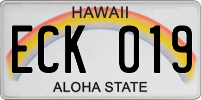 HI license plate ECK019
