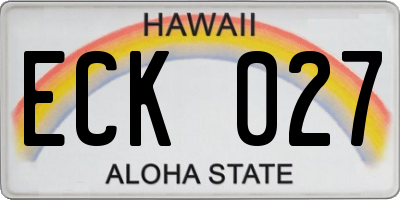 HI license plate ECK027