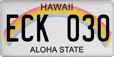 HI license plate ECK030