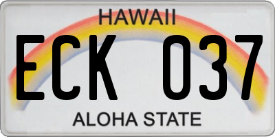 HI license plate ECK037