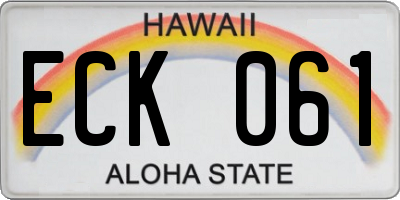 HI license plate ECK061
