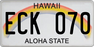 HI license plate ECK070