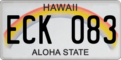 HI license plate ECK083