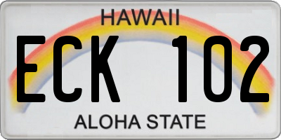 HI license plate ECK102