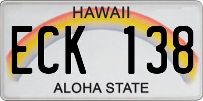 HI license plate ECK138