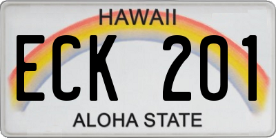 HI license plate ECK201