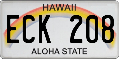 HI license plate ECK208