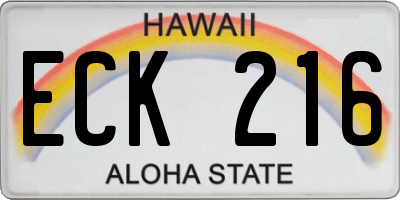 HI license plate ECK216