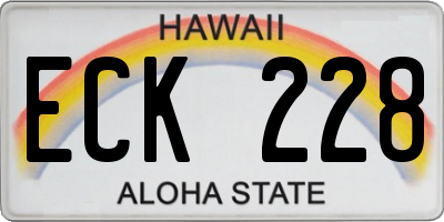 HI license plate ECK228