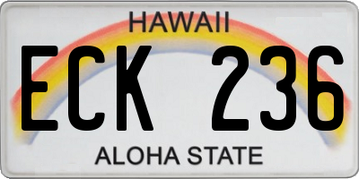 HI license plate ECK236