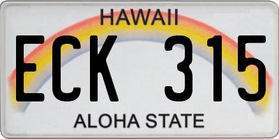 HI license plate ECK315