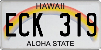 HI license plate ECK319
