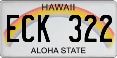 HI license plate ECK322