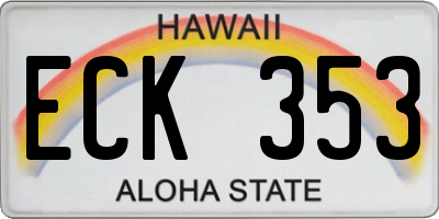 HI license plate ECK353
