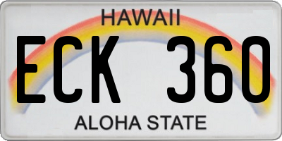HI license plate ECK360