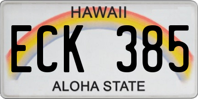 HI license plate ECK385