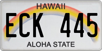 HI license plate ECK445
