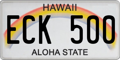 HI license plate ECK500