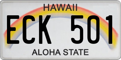 HI license plate ECK501