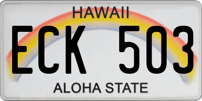 HI license plate ECK503