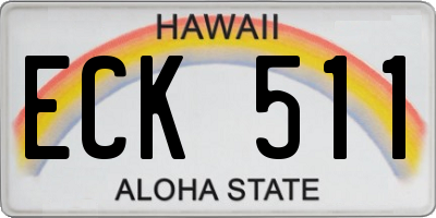 HI license plate ECK511