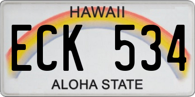 HI license plate ECK534