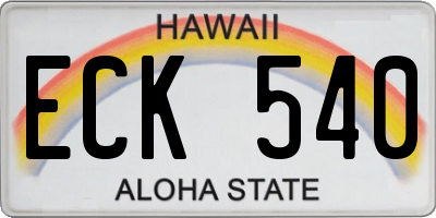 HI license plate ECK540