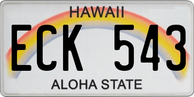 HI license plate ECK543