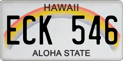 HI license plate ECK546
