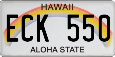 HI license plate ECK550