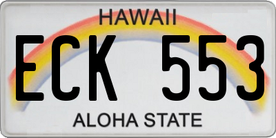 HI license plate ECK553