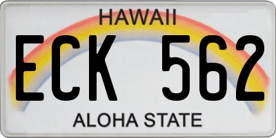 HI license plate ECK562