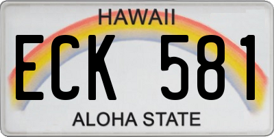 HI license plate ECK581