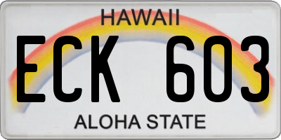 HI license plate ECK603