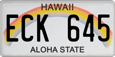 HI license plate ECK645