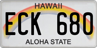 HI license plate ECK680