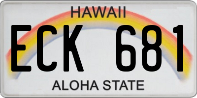 HI license plate ECK681