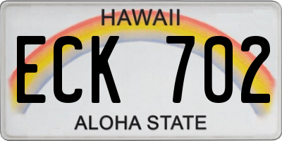 HI license plate ECK702