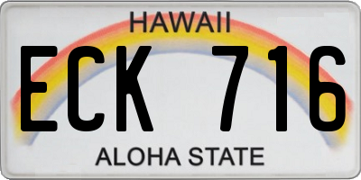 HI license plate ECK716