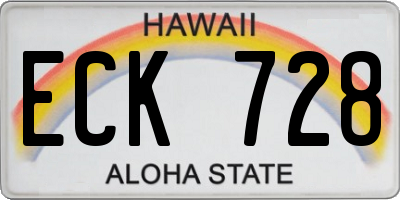 HI license plate ECK728