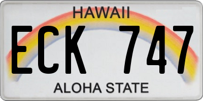 HI license plate ECK747