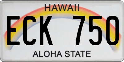 HI license plate ECK750