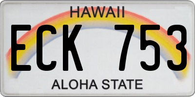 HI license plate ECK753