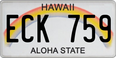 HI license plate ECK759