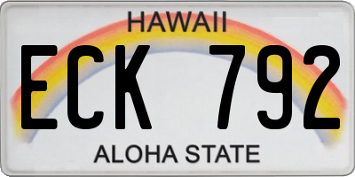 HI license plate ECK792