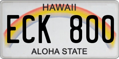 HI license plate ECK800