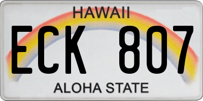 HI license plate ECK807